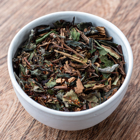 bowl of our Recovery Tea showing the ingredients