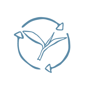 icon of arrows around a plan representing sustainability