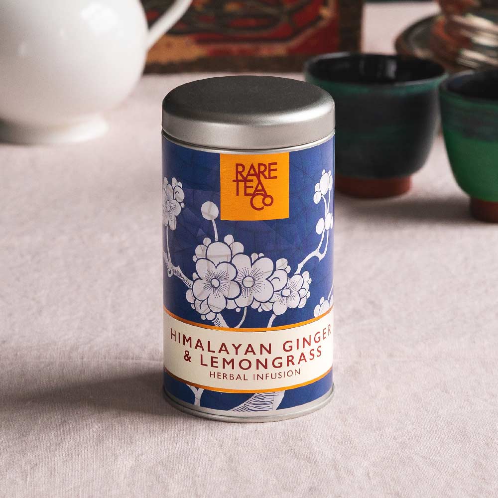 tin of Rare Tea Company Himalayan Ginger & Lemongrass herbal tea