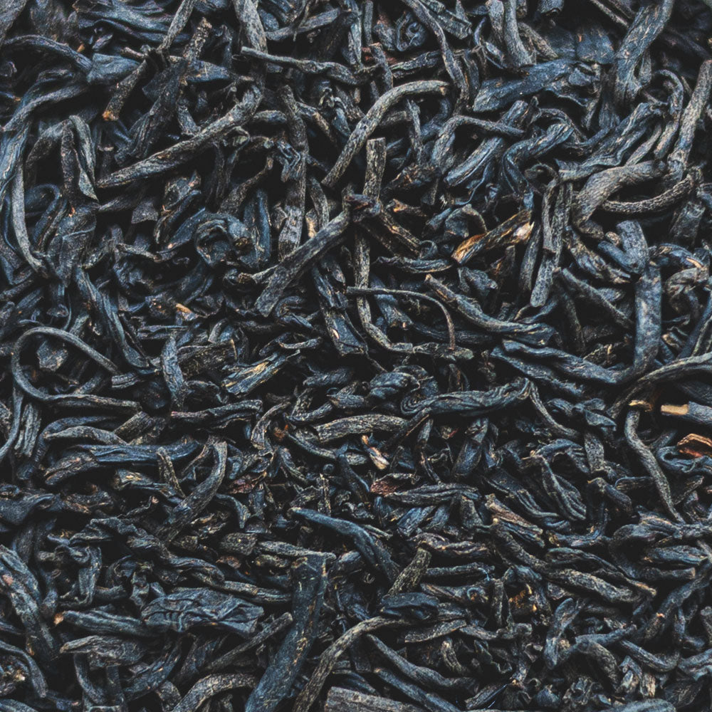 individual leaves of our Rare Chinese Keemun tea after it has dried