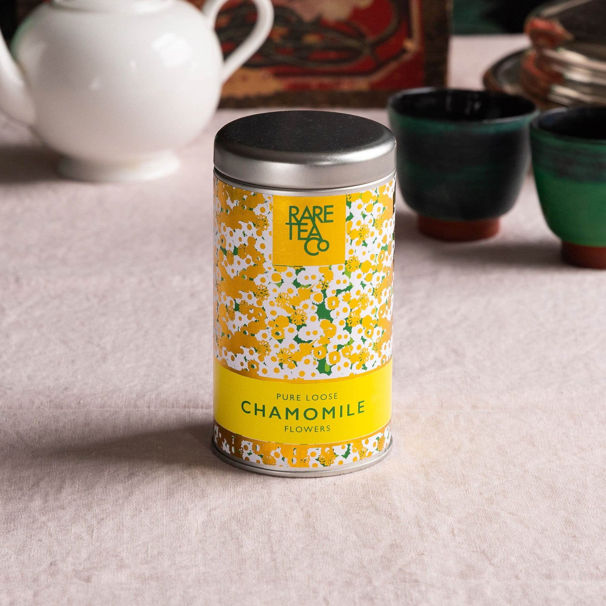 tin of Rare Tea Company Whole Chamomile Flowers
