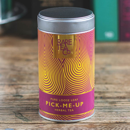 tin of Rare Tea Company Pick-Me-Up loose leaf tea